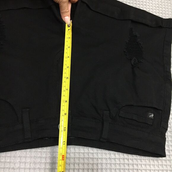 Kancan Denim Shorts 13/30 Black High Rise Distressed Cuffed Stretch Y2K Edgy - Picture 11 of 12